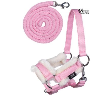 Ohlávka+vodítko HKM -HOBBY HORSING: TEDDY- (HRAČKA)