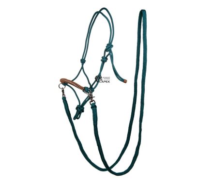 Foto - Provazová ohlávka s otěžemi HKM -STRASS-